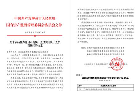 冶建公司党员突击队荣获“柳州市国资委党委系统优异党员突击队”