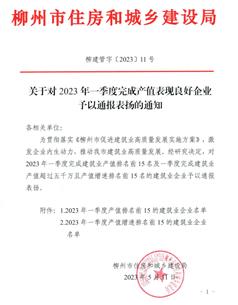 【喜讯】冶建公司获柳州住建局转达表扬