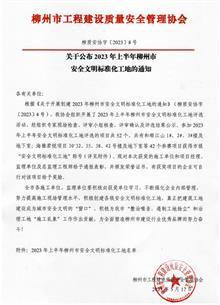 【喜讯】冶建公司7个项目荣获柳州市清静文明标准化工地