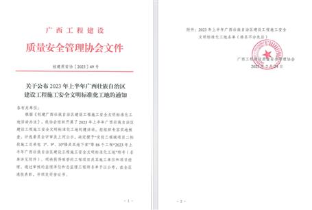【喜讯】冶建公司4个项目荣获区级清静文明标准化工地