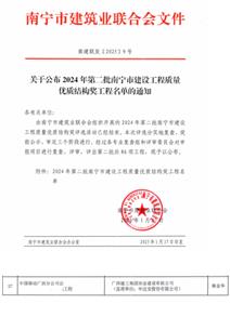 【喜讯】冶建桂海分公司一项目荣获南宁市修建工程质量优质结构奖